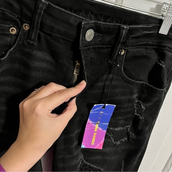 American Eagle AE X Young Money Collab Black Distressed Jeans Men’s 32x32 A2 - Picture 3 of 6